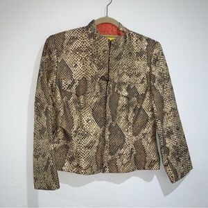 Flores &‎ Flores Women's Snake animal Print Silk Blend  Zip Jacket Set Size 10